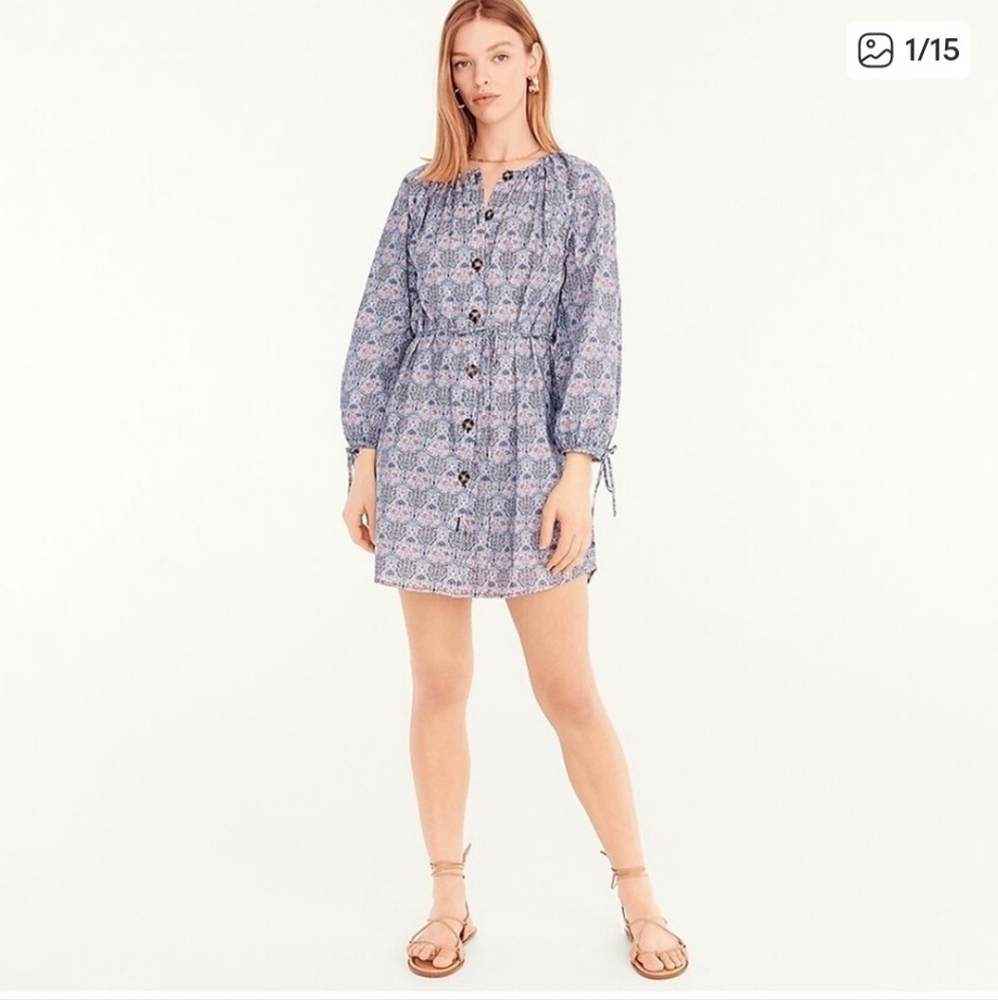 🆕️ J. Crew Liberty® Of London Fabric Button Front floral Shirt Dress Medium NWT - Picture 2 of 13